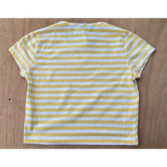 After Party by Nasty Gal Womens Yellow Striped Crop Top Tee T-Shirt Size S - Picture 10 of 15